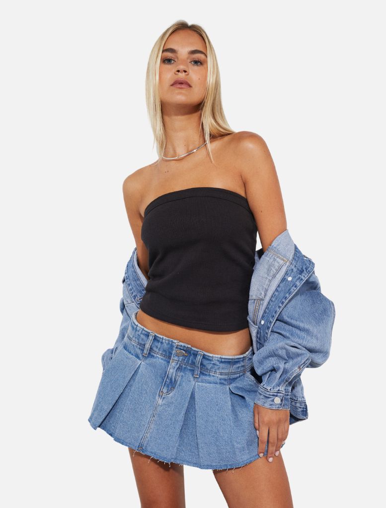 Heather Long Line Bandeau - Black | Clothing | Abrand, Basic top, brand-Abrand, Clothing, Crop Top, Knit Top, Off Shoulder Tops, price-$50 - $100, Shirts & Tops, Sleeveless Top, Tank top, Top, Tops | Abrand