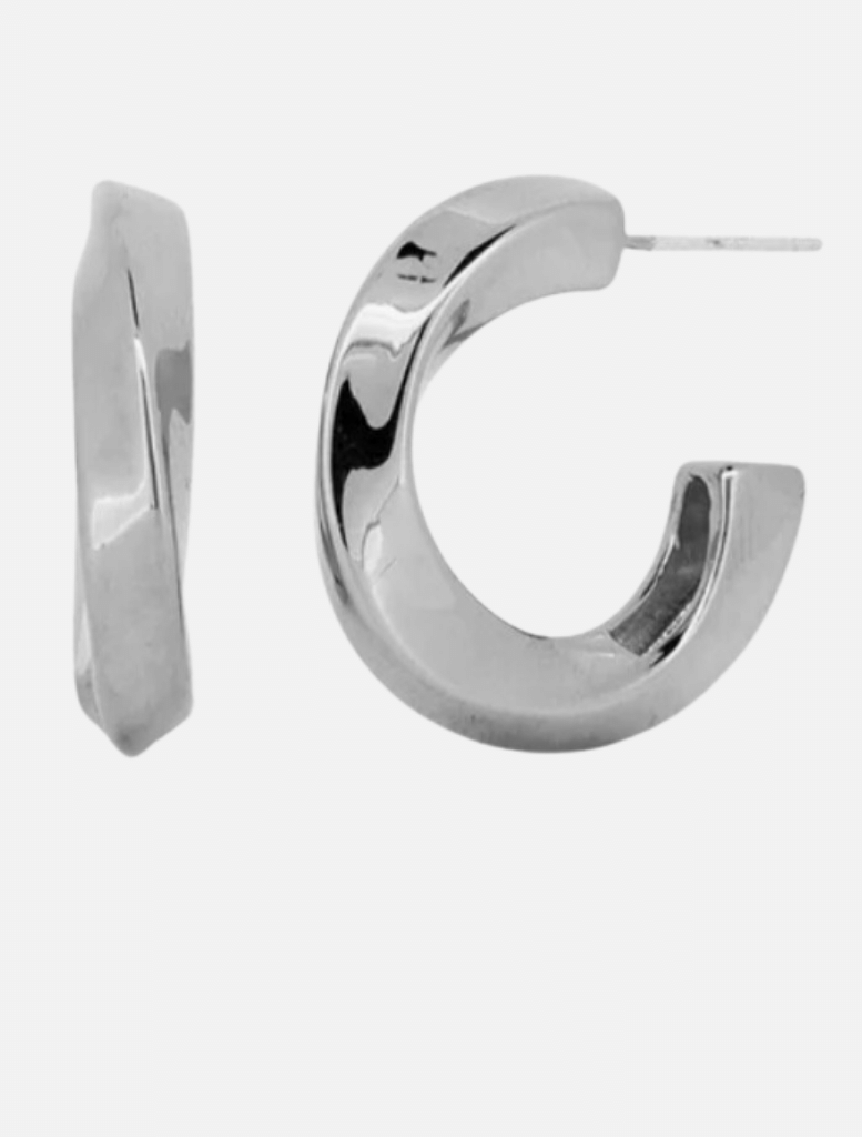 Adele Hoops - Silver | Accessories | Accessories, Big Earrings, brand-JOLIE AND DEEN, Drop Earrings, Earrings, Hoop earrings, price-Under $50 | Jolie and Deen