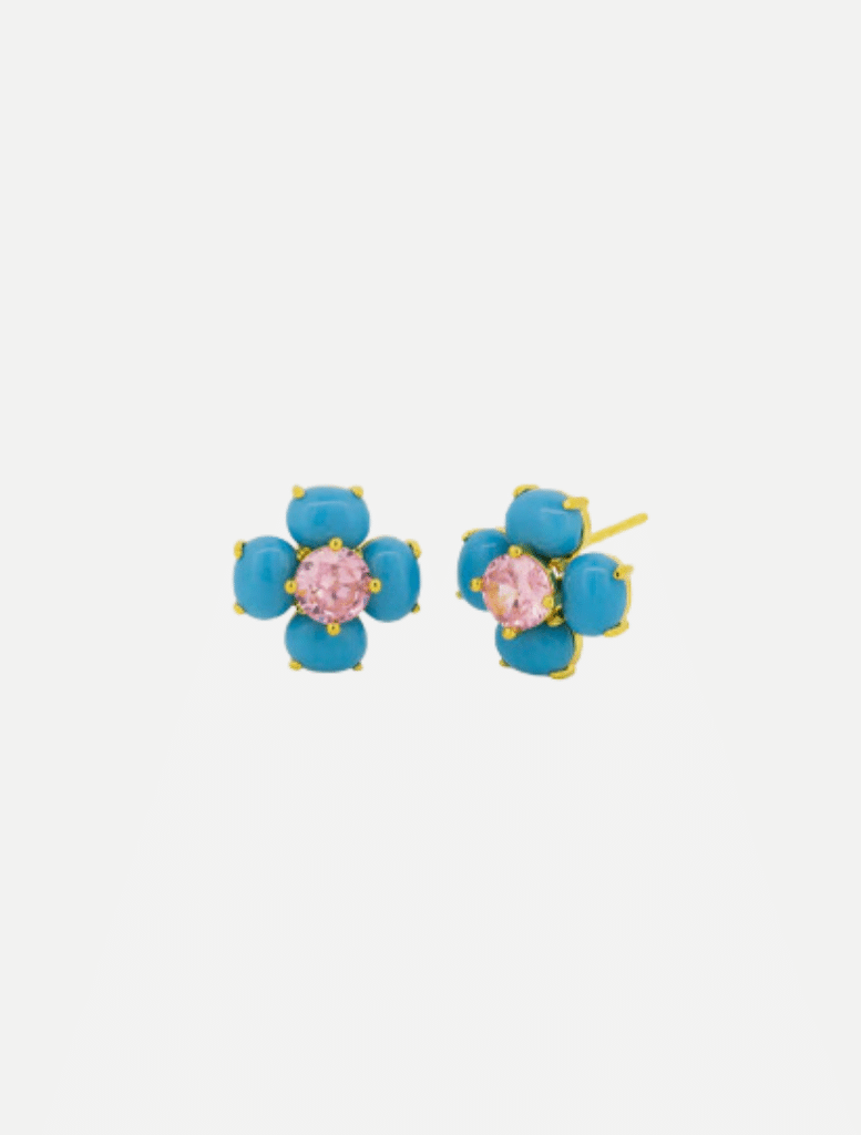 Katja Flower Studs - Blue | Accessories | Accessories, Big Earrings, brand-JOLIE AND DEEN, Drop Earrings, Earrings, Hoop earrings, price-Under $50 | Jolie and Deen