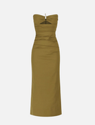 Clothing Lani Strapless Gathered Midi Dress - Army Green