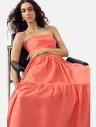 Clothing Strapless Tiered Maxi Dress - Coral