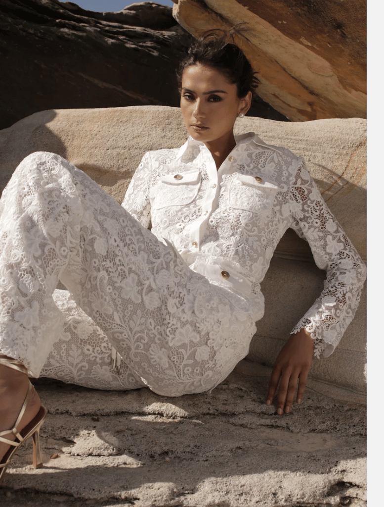 Clothing Rana Lace Flared Pant - White