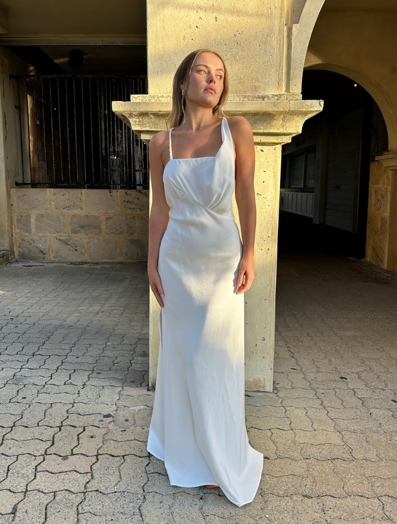 Jewel Maxi - Runway White | Clothing | Backless Dress, brand-One Fell Swoop, Bridal Edit, Clothing, Cocktail Dress, Dress, Dresses, Long Dress, Long Dresses, Maxi Dress, One shoulder dress, Party Dress, price-$250+, Slip Dress, Summer Dress | One Fell Swoop