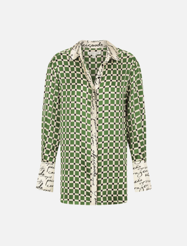Clothing Kahlo Silk Contrast Relaxed Shirt - Fern/Multi
