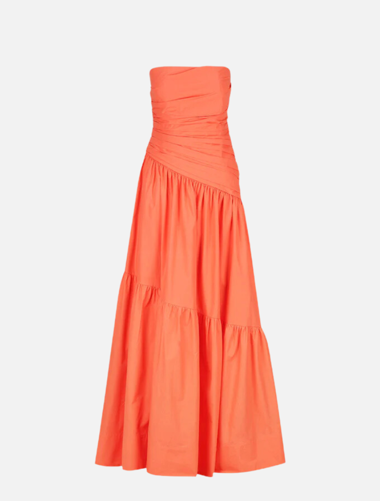 Clothing Strapless Tiered Maxi Dress - Coral