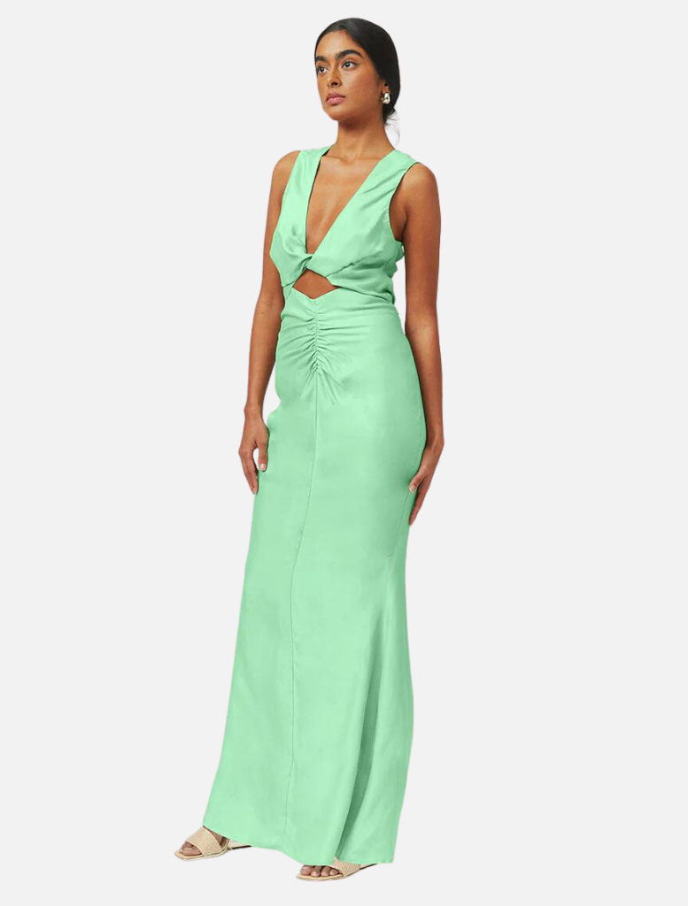 Halley Front Twist Maxi Dress - Green Apple - Insurge Clothing