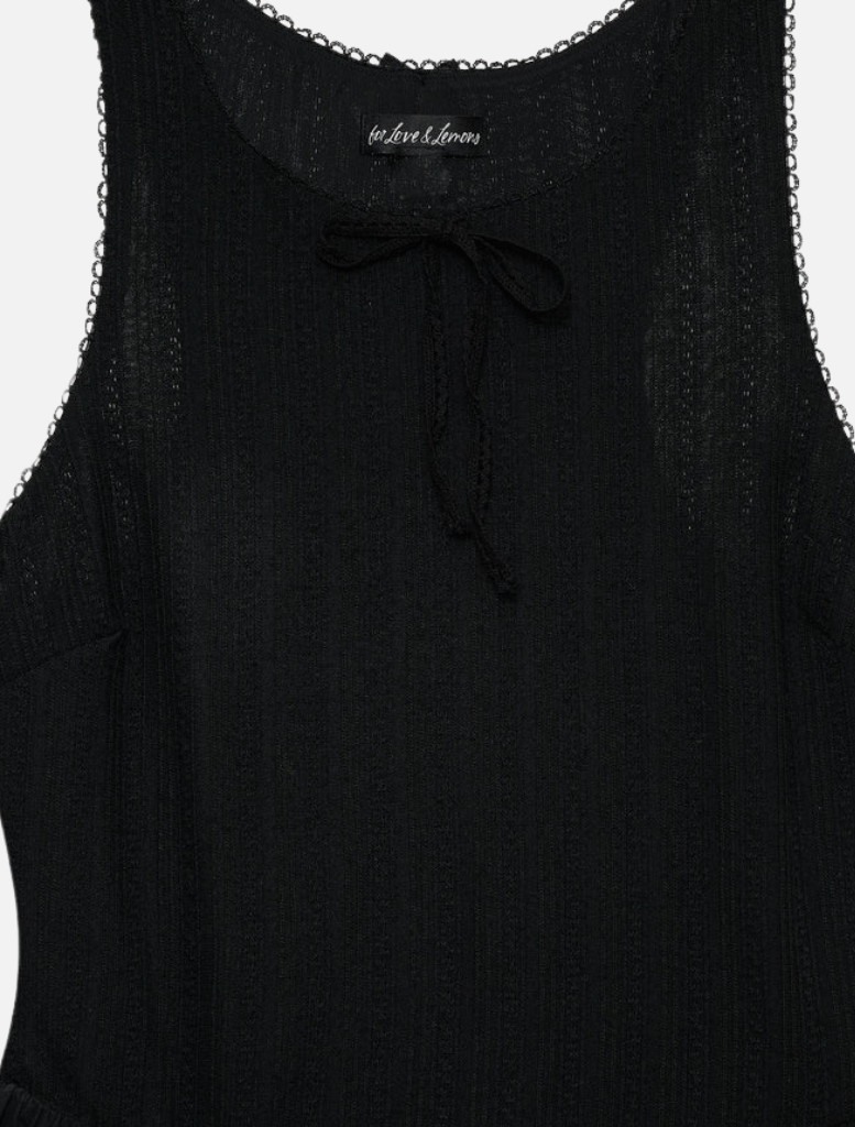 Billie Pointelle Mini Dress - Black