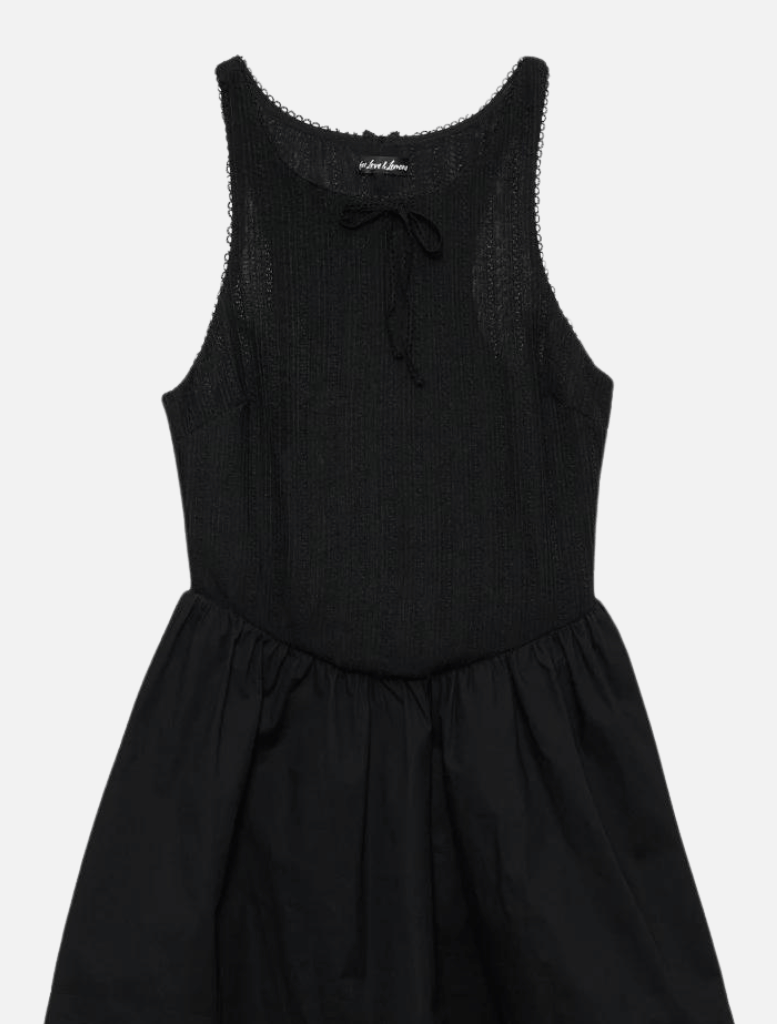 Billie Pointelle Mini Dress - Black