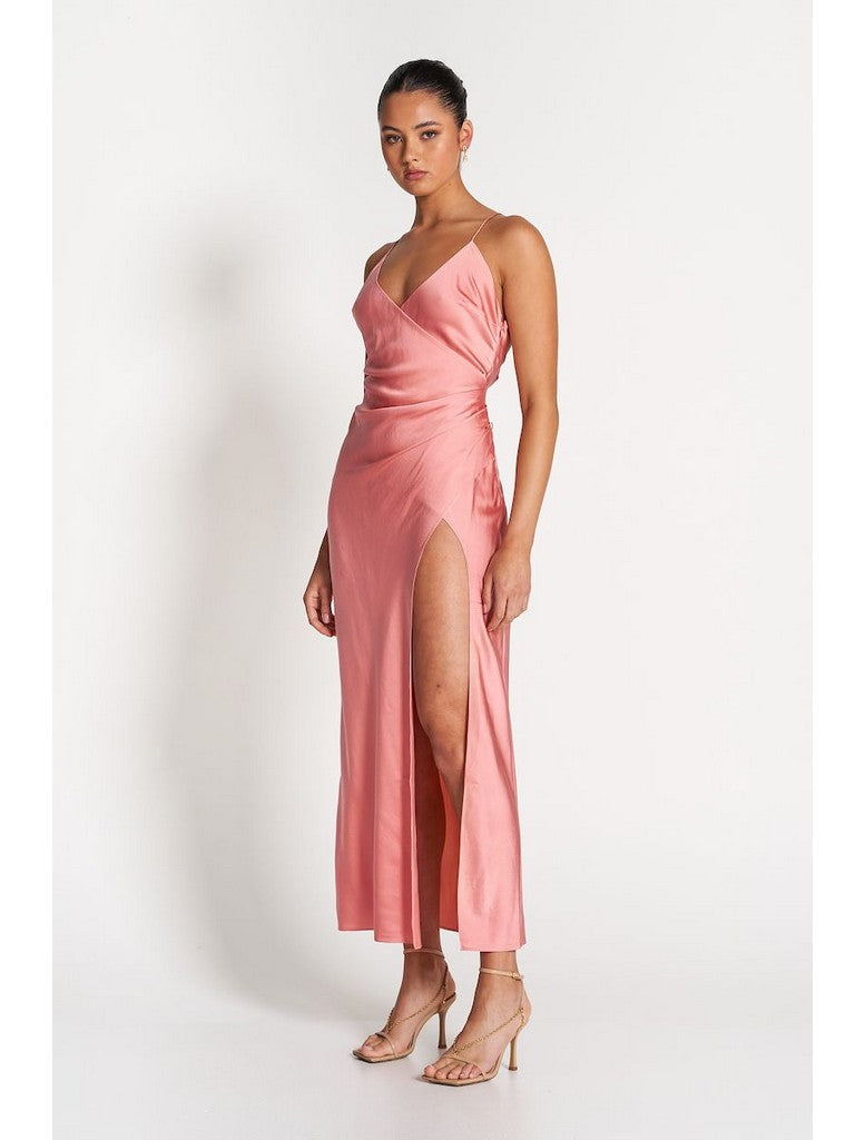 Elle Silk Midi Dress - Salmon - Insurge Clothing