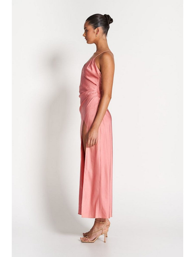 Elle Silk Midi Dress - Salmon - Insurge Clothing