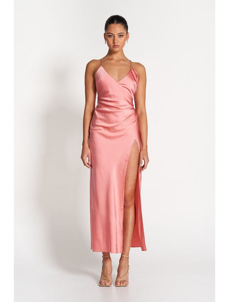 Clothing Elle Silk Midi Dress - Salmon