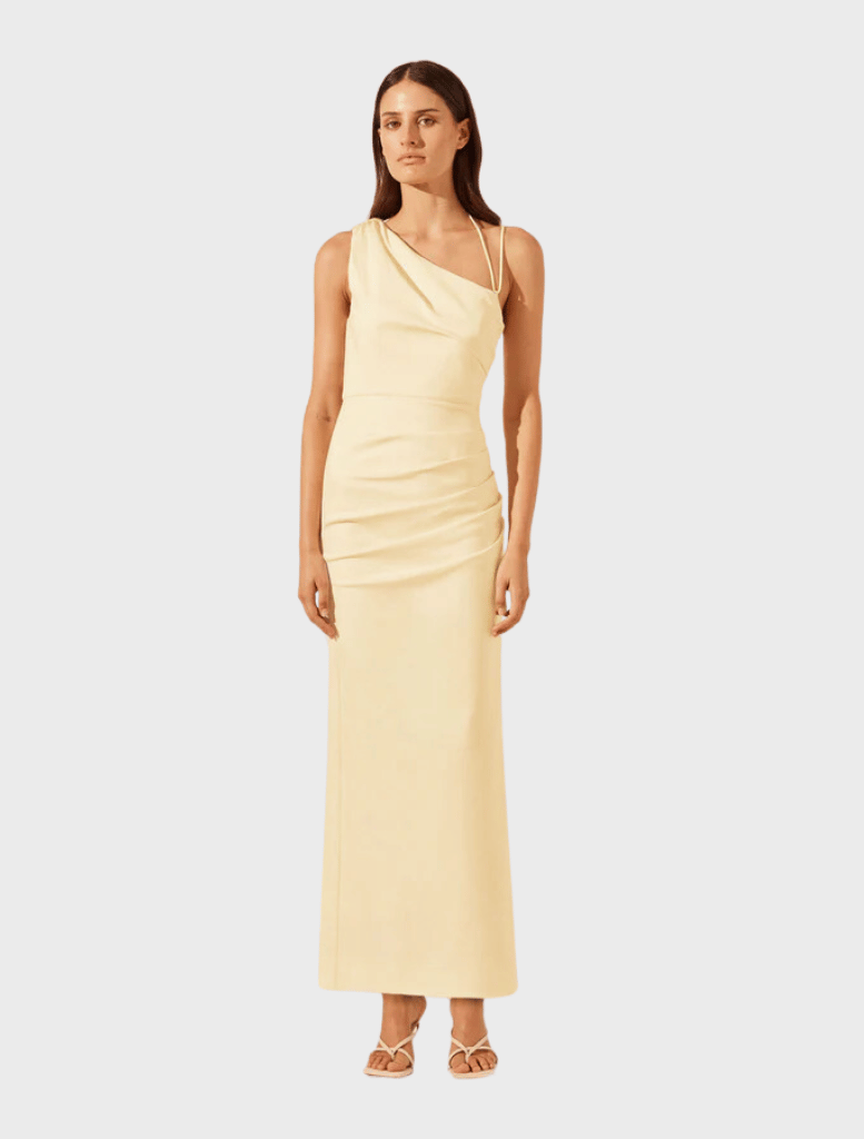Clothing Lani Gathered Midi Dress - Vanilla