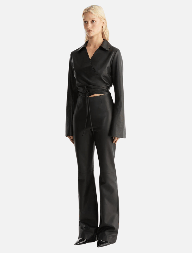 Morgan Flare Leather Pant - Black - Insurge Clothing
