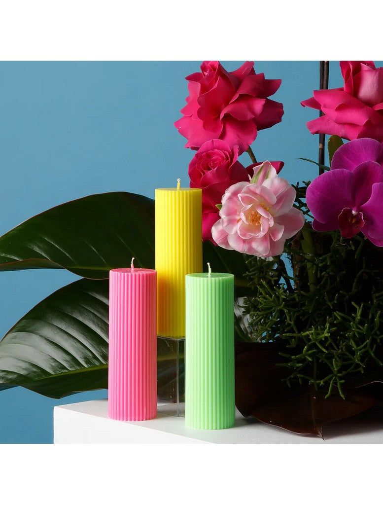 Home Pillar Neon Candle - Yellow