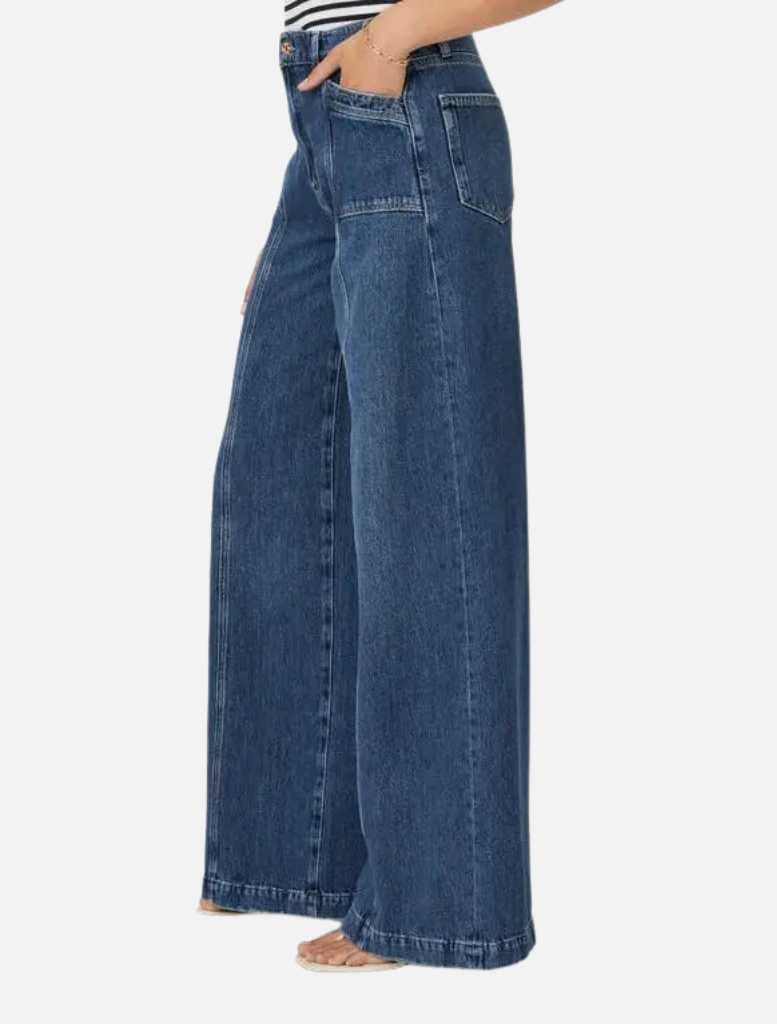 Portia Inset Pocket Wide Leg Jeans - Bronx