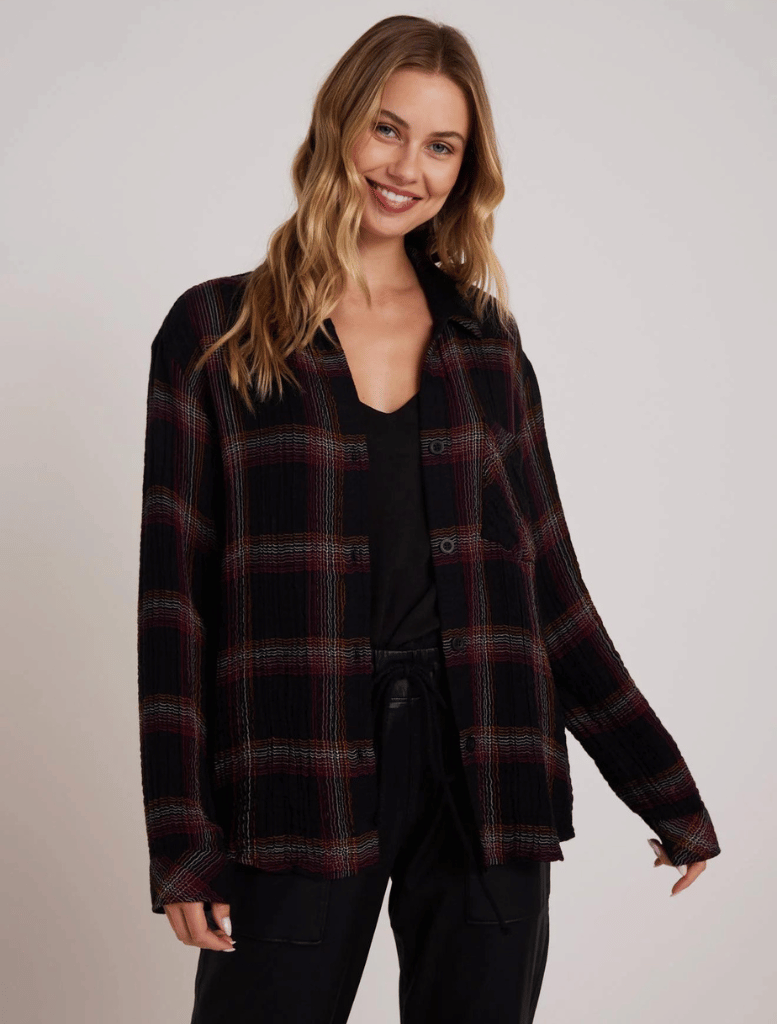 Clothing Oversized Shirt with Pocket - Autumn Sunset Plaid