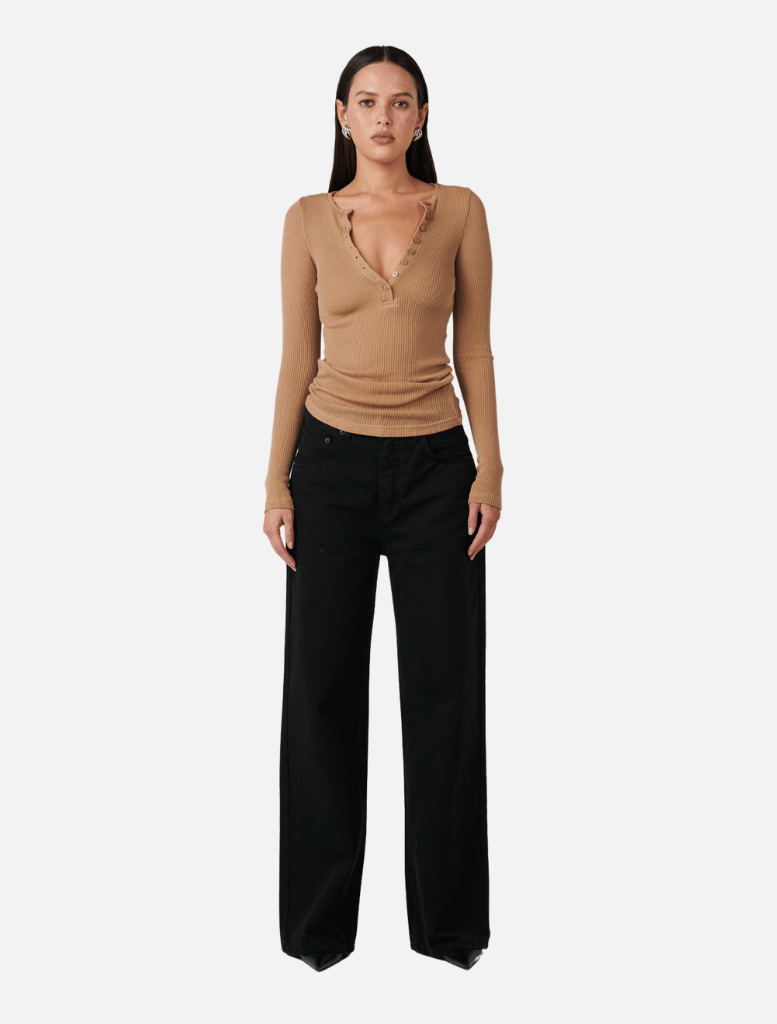 Clothing Xavier Button Top - Latte