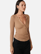 Clothing Xavier Button Top - Latte