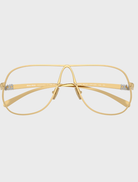 Gold MU A04S 5AK08N eyewear with a clear blue light filter, combining elegance with eye protection.