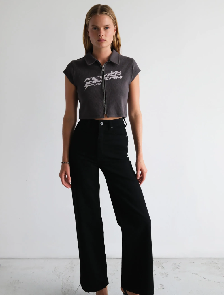 Charcoal Addison Polo shirt laid flat, showcasing its smooth fabric and traditional polo design.