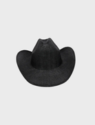 Black Addison Cowboy hat with a wide brim and decorative stitching, ideal for western-themed outfits and events.