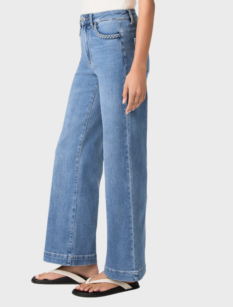 Anessa 31 Wide Leg Jean in Encino, designed with a wide leg cut for a trendy and relaxed appearance.