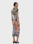 Long-sleeved dress with a creative, colorful print, ideal for making a bold fashion statement.