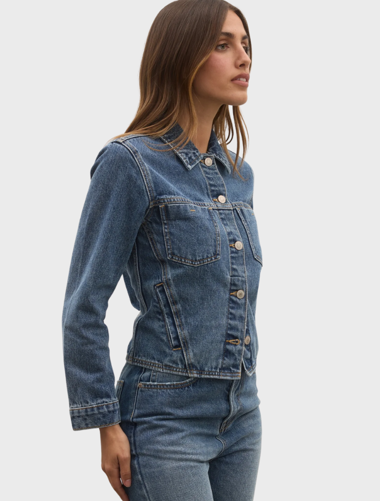 Ash Tide Vivi Denim Jacket, designed with a light wash and a comfortable fit, ideal for layering in casual settings.