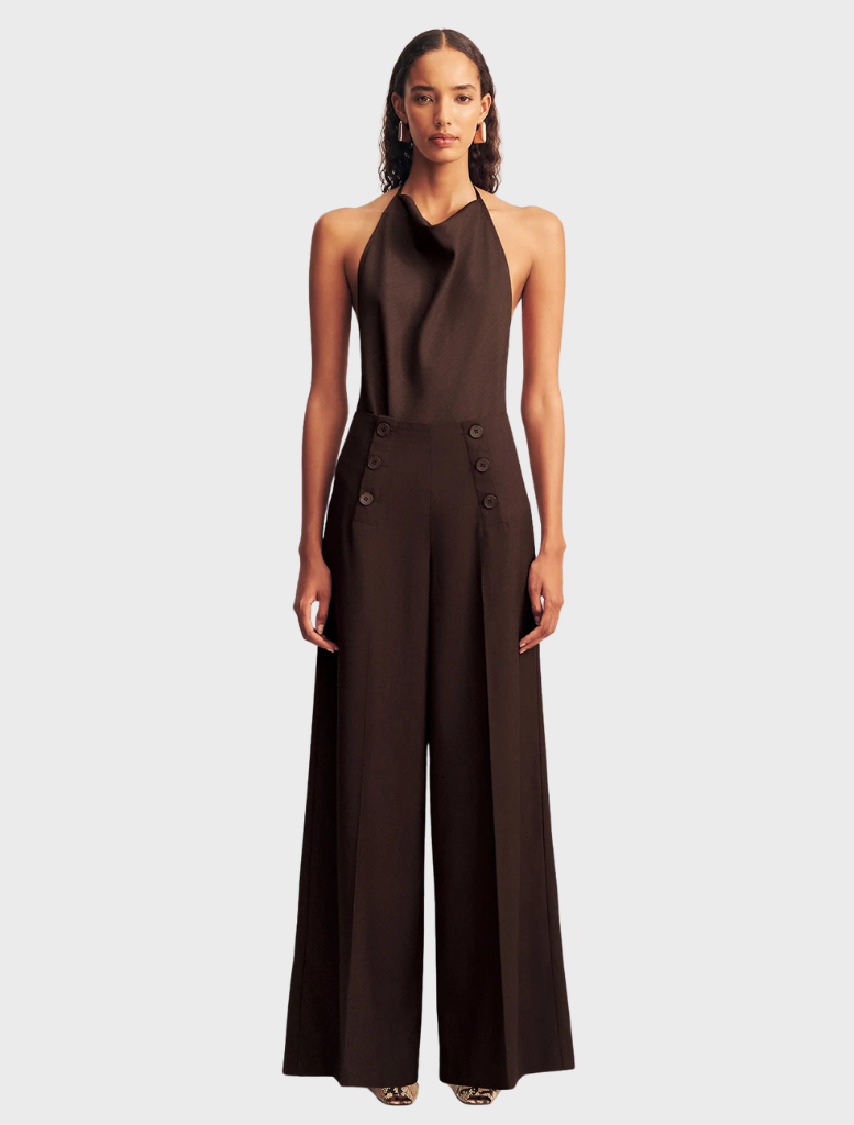 Wide leg pant in Ristretto color, featuring a relaxed fit and stylish design for comfortable wear.