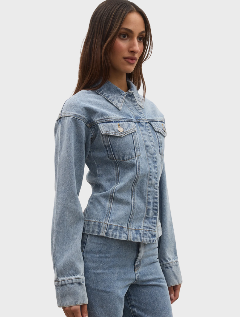 Aven Denim Jacket, Atlanta edition, designed with a sleek fit and traditional denim features for a modern look.