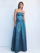 Audrey gown in steel, showcasing a refined style with delicate embellishments, suitable for upscale gatherings.