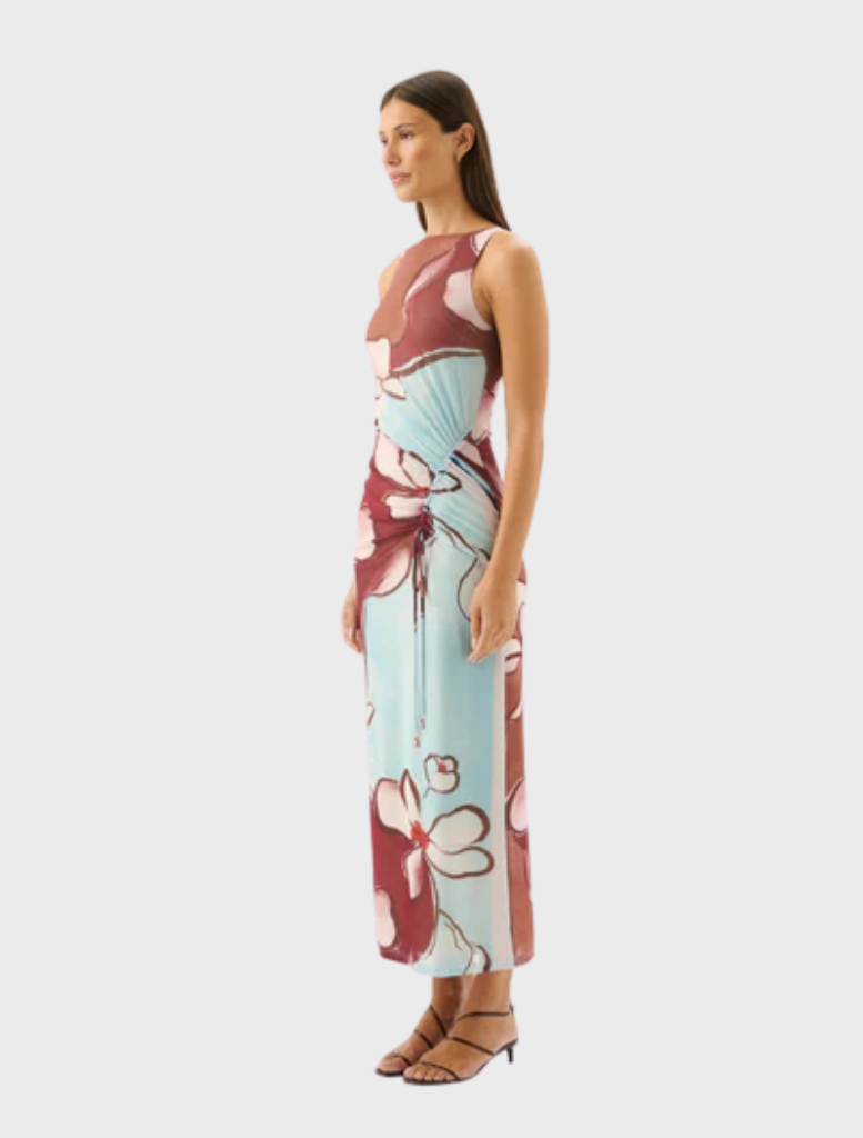 Marisol Bloom Avalon Dress displays a lively floral design, ideal for casual outings or special events in sunny seasons.