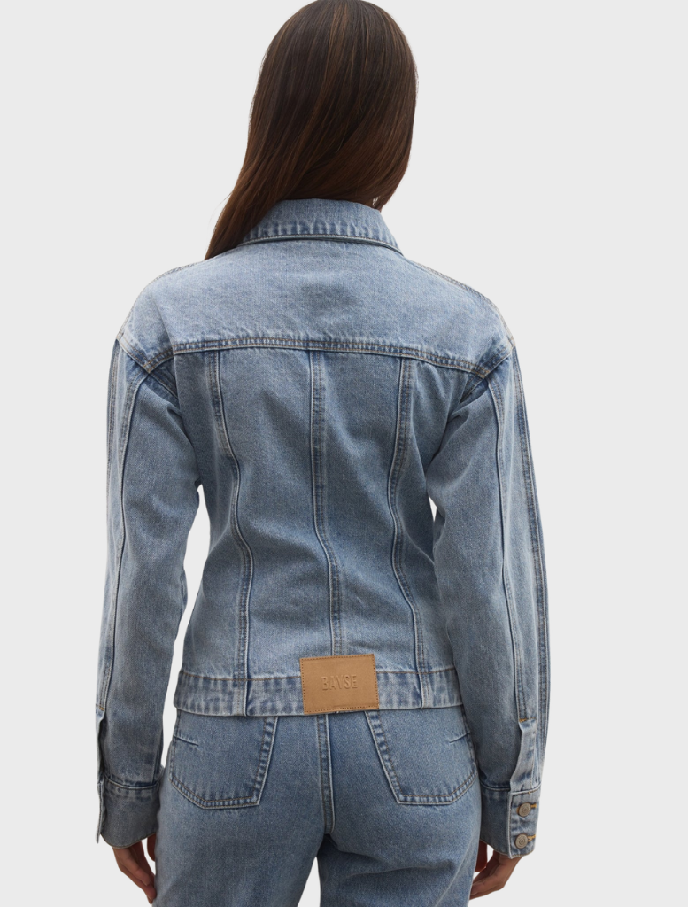 Aven Denim Jacket, inspired by Atlanta, offers a contemporary fit with classic denim details and practical pockets.
