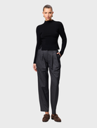 Black Windsor knit top featuring a classic design and comfortable fit, suitable for casual or formal occasions.