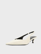 Stylish white shoe featuring a pointed toe and heel, made from Bone Oily Crinkle Leather for a refined appearance.