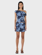 Camila Top in Waves Navy pattern, featuring a stylish design suitable for casual or semi-formal occasions.