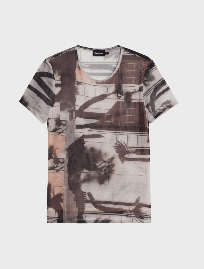 A T-shirt with a bold art print, offering a unique and fashionable choice for casual attire.