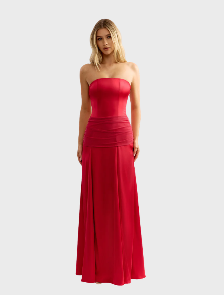 Celine Dress in raspberry color, featuring a sleek design and elegant silhouette suitable for various occasions.