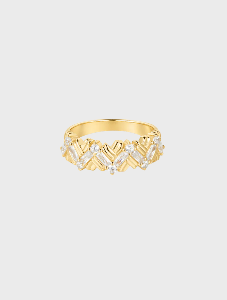 Gold Cher ring featuring a unique design, showcasing elegance and sophistication in jewelry.