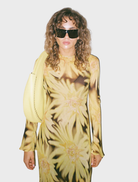  Elegant Lottie Maxi Dress showcasing a Chocolate Sunflower design, perfect for warm weather occasions.
