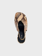 Elegant Claire heel pump made from sand snake python skin, featuring a trendy slingback design for added style.