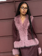 Cocoa Mauve Fifi Coat, showcasing a chic silhouette and comfortable fit, ideal for autumn and winter outfits.