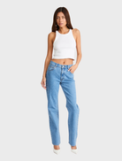  Debbie mid straight jeans, designed for comfort and style, perfect for casual or semi-formal occasions.