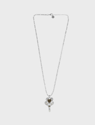 Intricately designed silver Diya necklace, perfect for formal occasions.