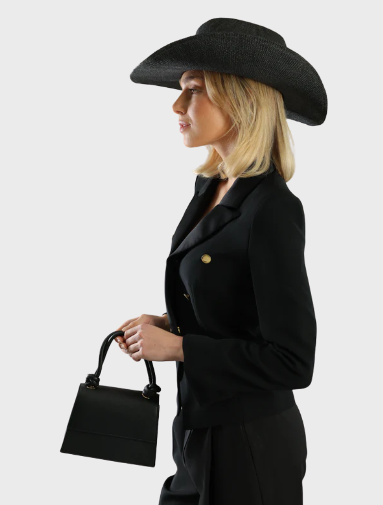 Stylish black fedora from Addison Racewear, combining fashion and function for racing aficionados.