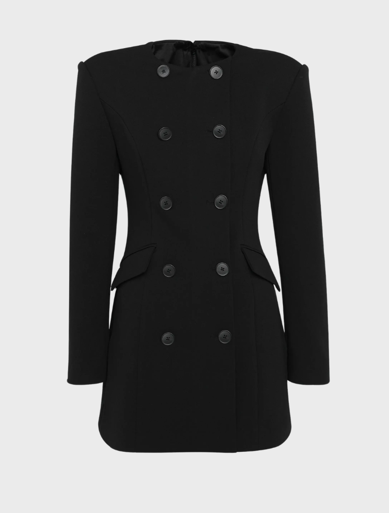 Black mini dress featuring a tailored fit and delicate straps, ideal for a night out or special occasions.