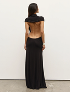 Sophisticated maxi dress in shadow color, offering a flattering fit and timeless style for any occasion.