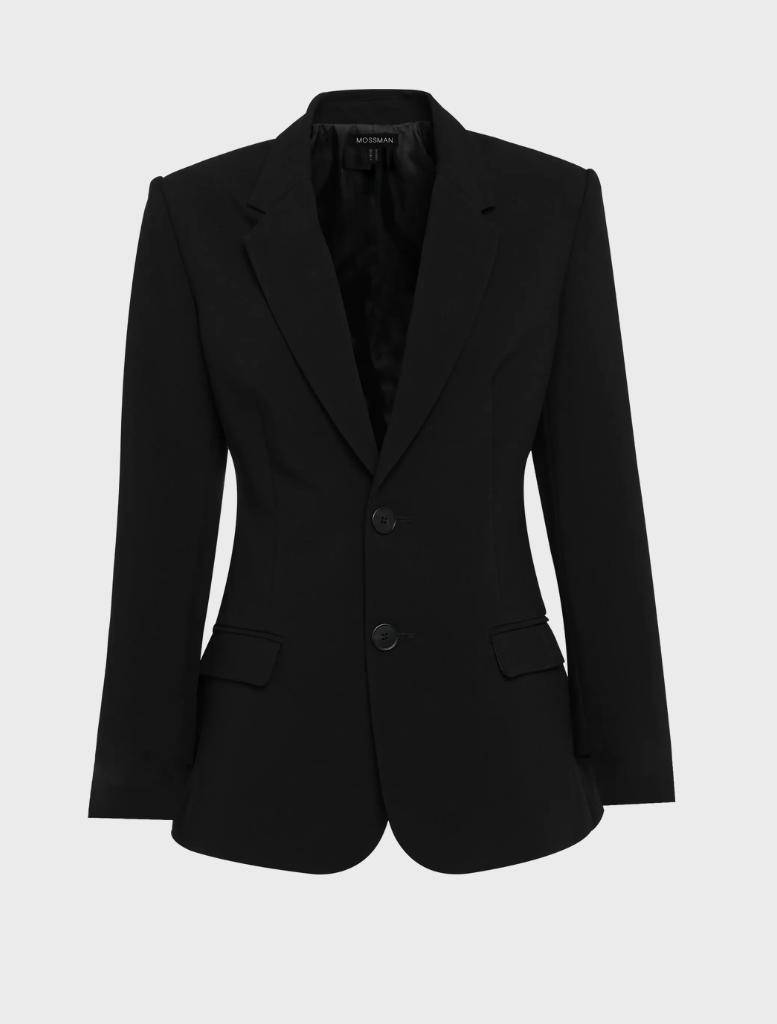 Black Sonder Blazer hanging, designed with a fitted silhouette, perfect for business attire or upscale events.