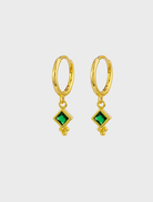 Green Elsa Sleepers Earrings displayed on a white background, showcasing their elegant design and vibrant color.