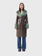 Empathy Coat in Chocolate Sage color, featuring a stylish design and soft fabric, perfect for warmth and comfort.